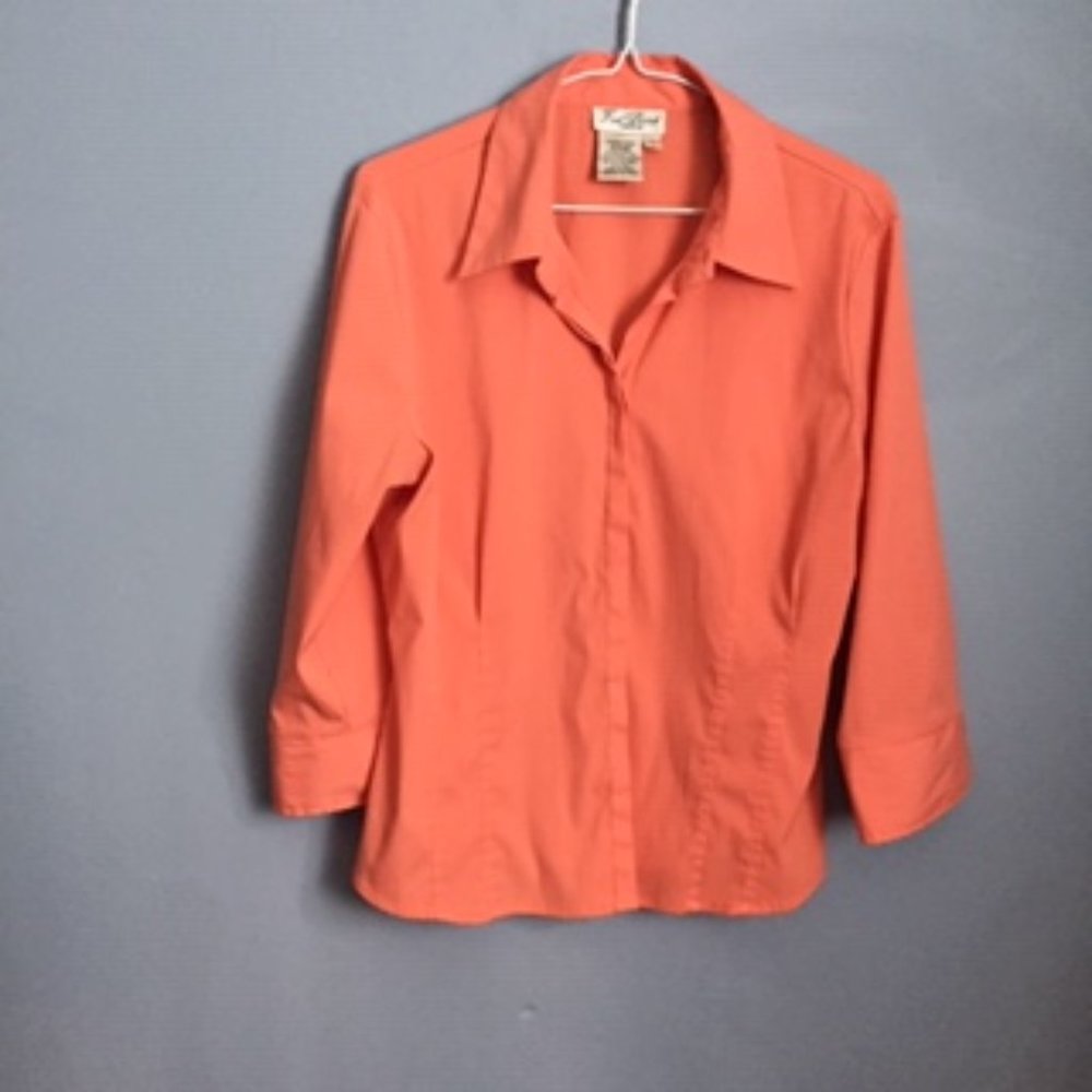 FRED DAVID STRETCH BLOUSE.  SIZE L. COLOR ORANGE